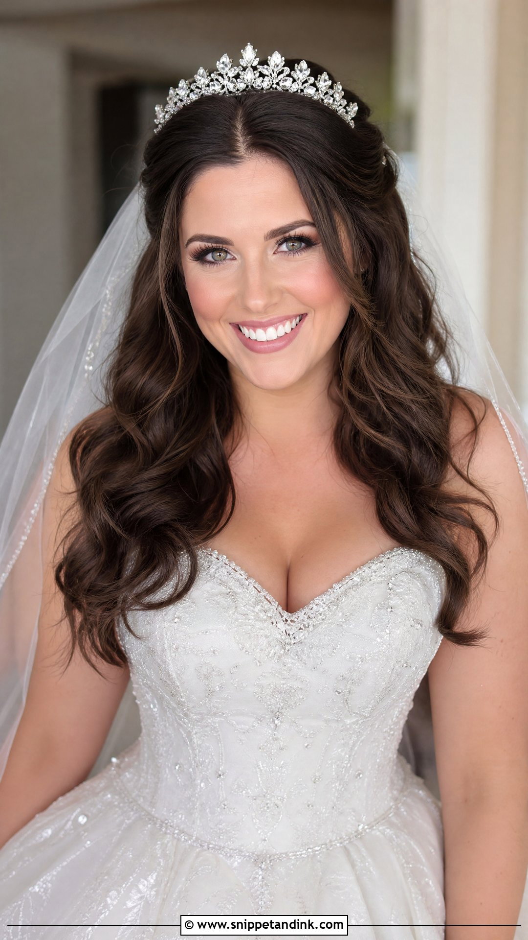 Open Hair Bridal With Tiara - Snippet and Ink - 20 Open Hair Bridal Hairstyle Ideas