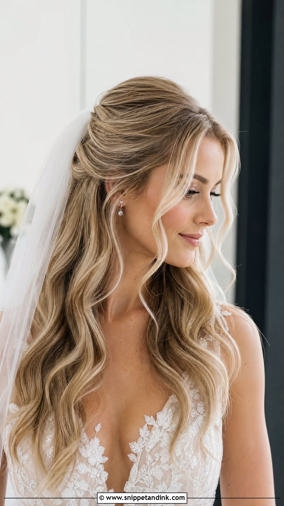 Open Hair Bridal With Veil - Snippet and Ink - 20 Open Hair Bridal Hairstyle Ideas