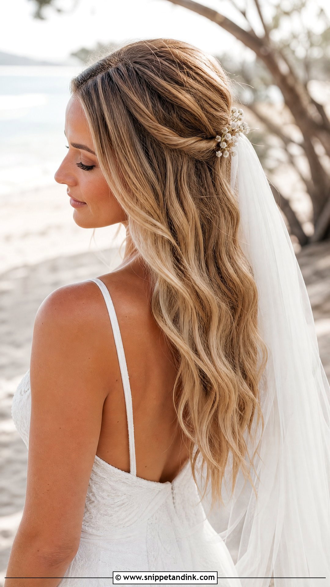 Open Hair Bride Beach Waves - Snippet and Ink - 20 Open Hair Bride Hairstyle Ideas