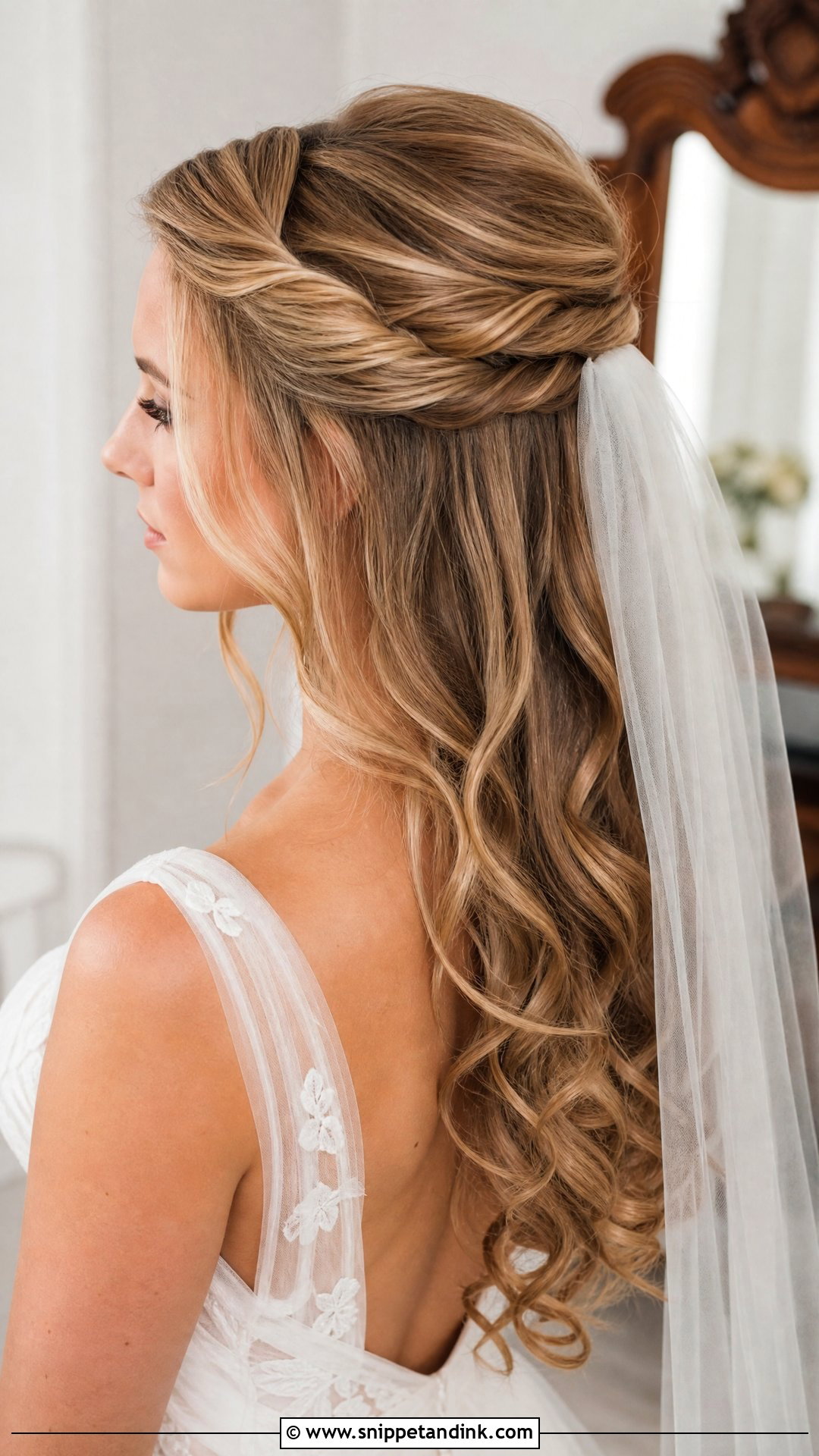 Open Hair Bride Half Up Curls - Snippet and Ink - 20 Open Hair Bride Hairstyle Ideas