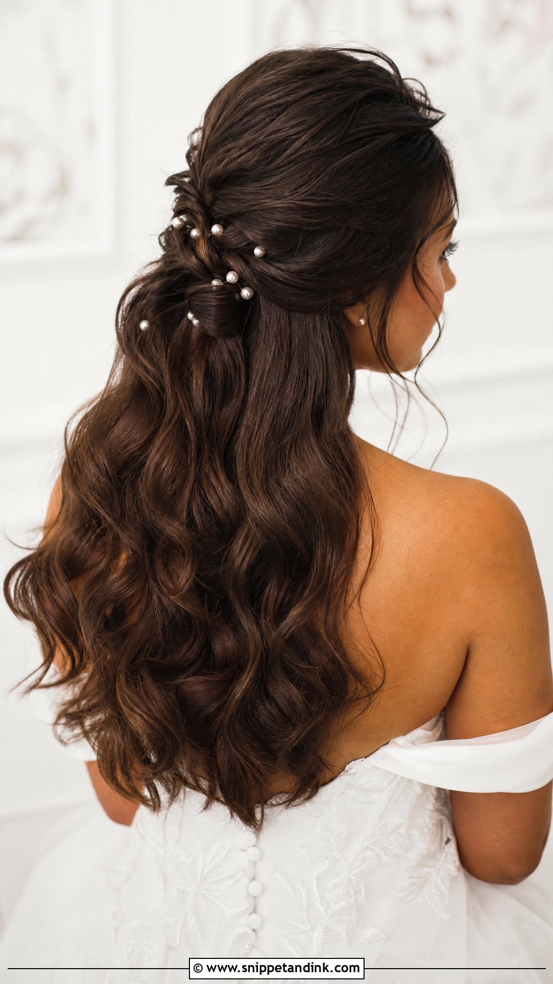 Open Hair Bride Half Up Waves - Snippet and Ink - 20 Open Hair Bride Hairstyle Ideas