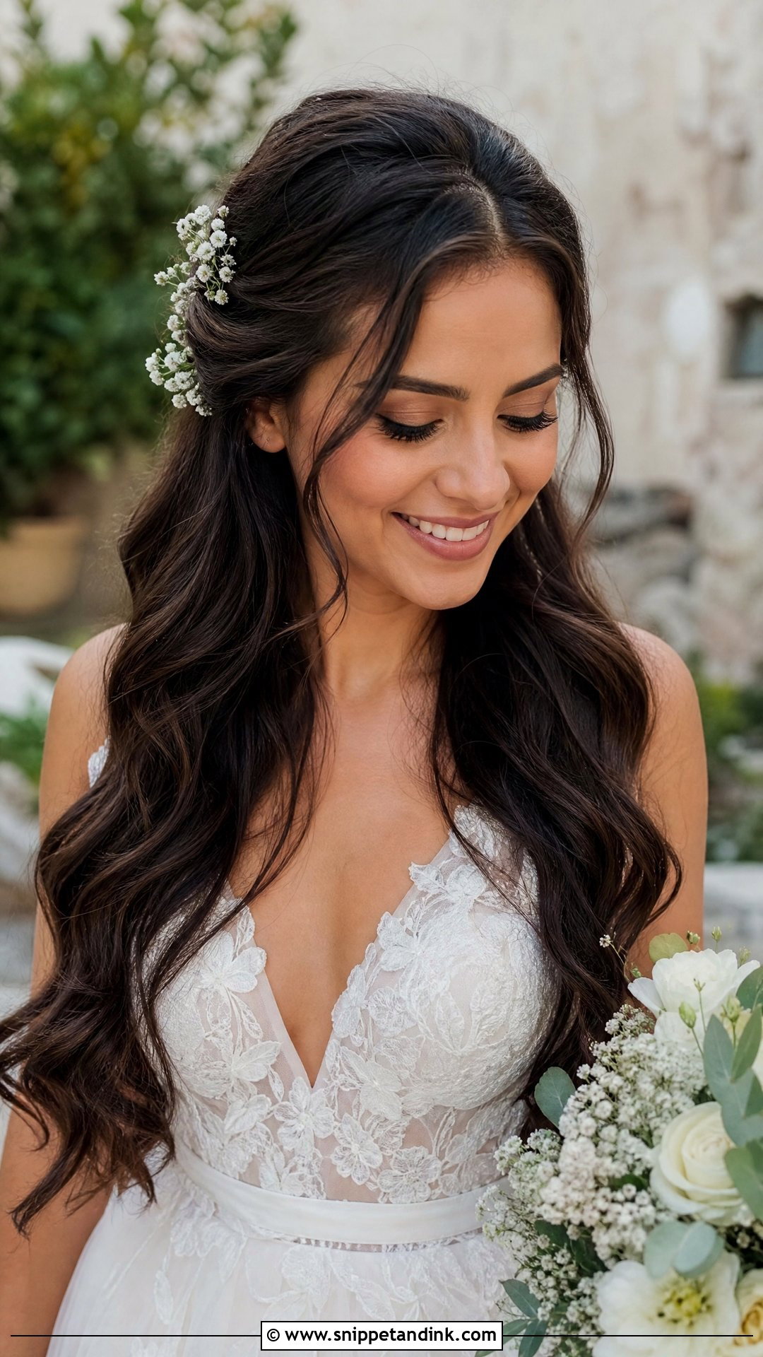 Open Hair Bride With Flowers - Snippet and Ink - 20 Open Hair Bride Hairstyle Ideas