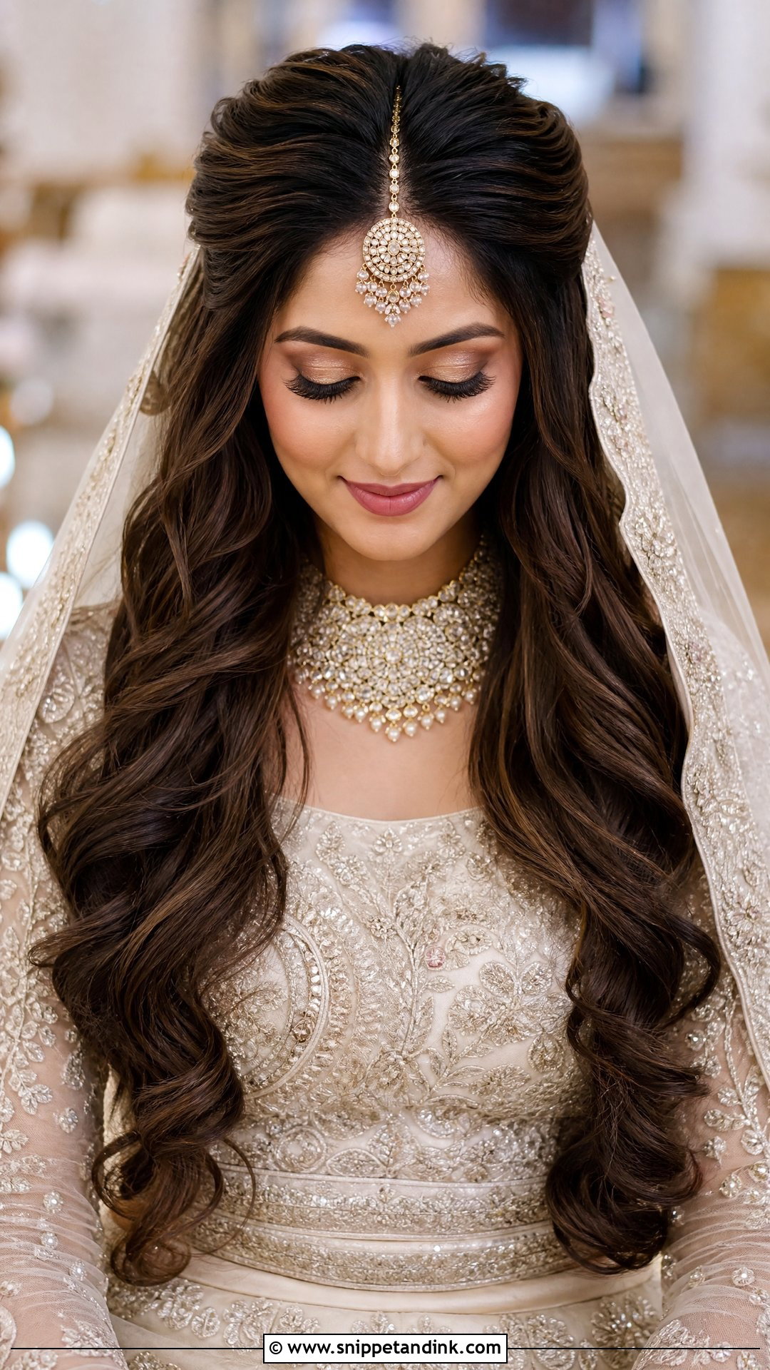 Open Hair Bride With Maang Tikka - Snippet and Ink - 20 Open Hair Bride Hairstyle Ideas