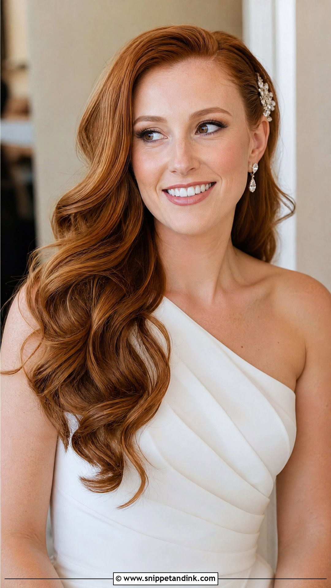 Open Hair Bride With Side Part - Snippet and Ink - 20 Open Hair Bride Hairstyle Ideas