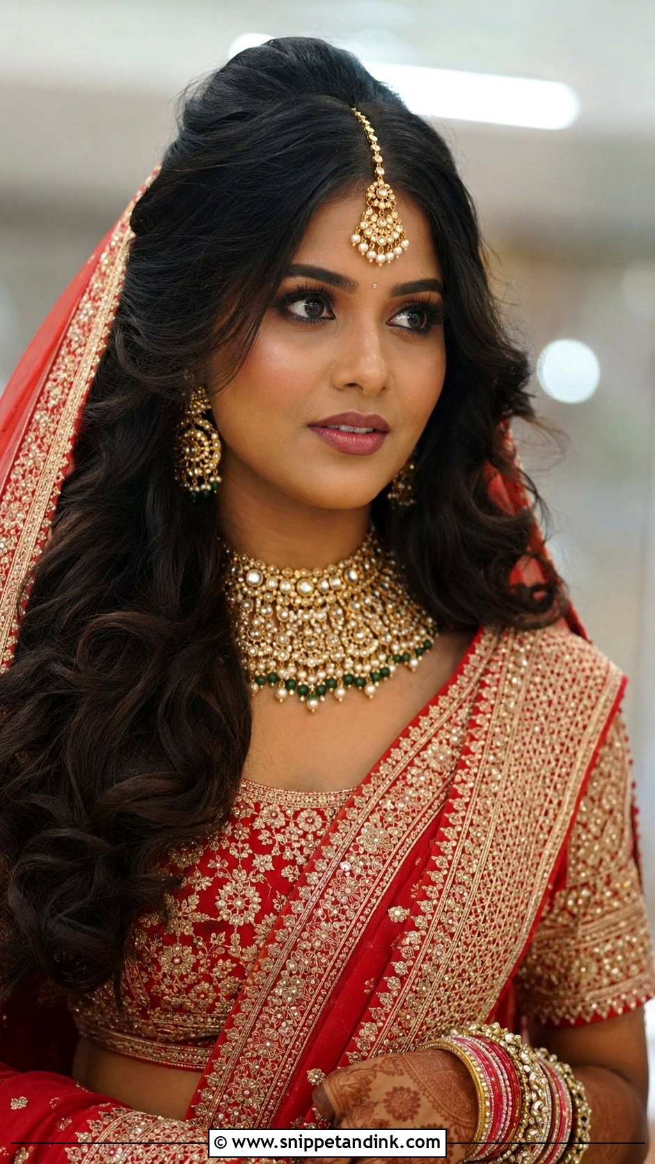 Open Hair Indian Bride Look With Front Twist - Snippet and Ink - 15 Open Hair Indian Bride Look Ideas