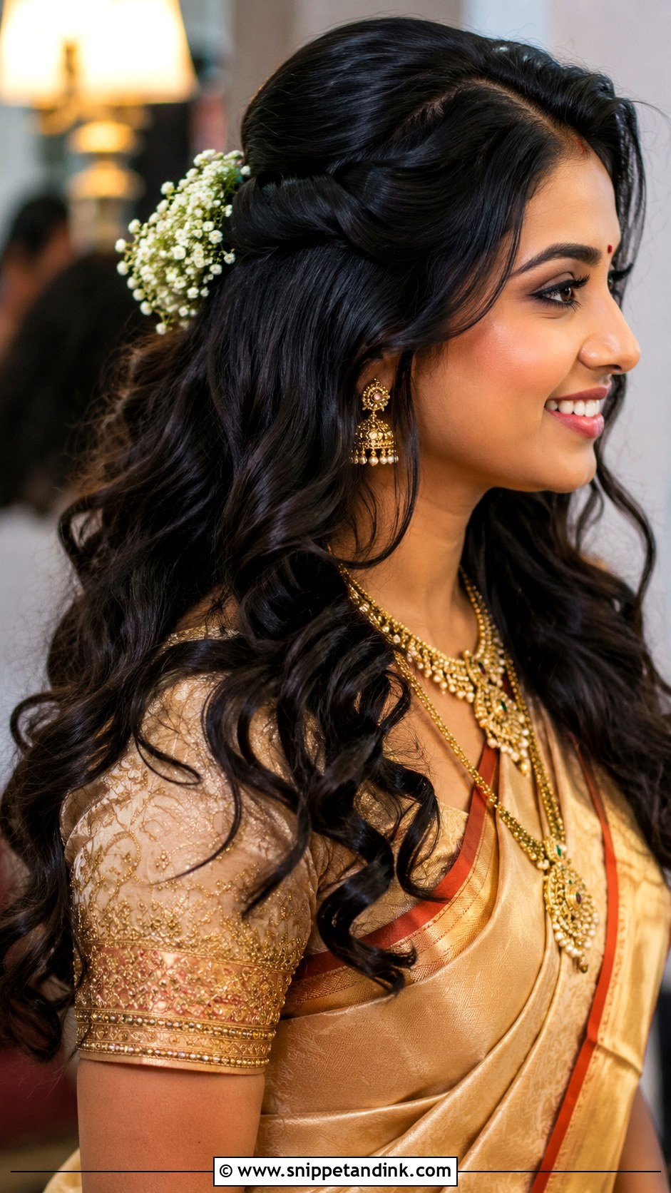 Open Hair Indian Bride Look With Loose Curls - Snippet and Ink - 15 Open Hair Indian Bride Look Ideas