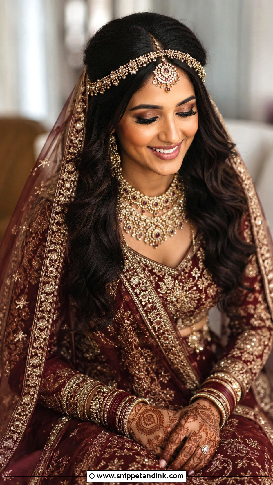 Open Hair Indian Bride Look With Matha Patti - Snippet and Ink - 15 Open Hair Indian Bride Look Ideas