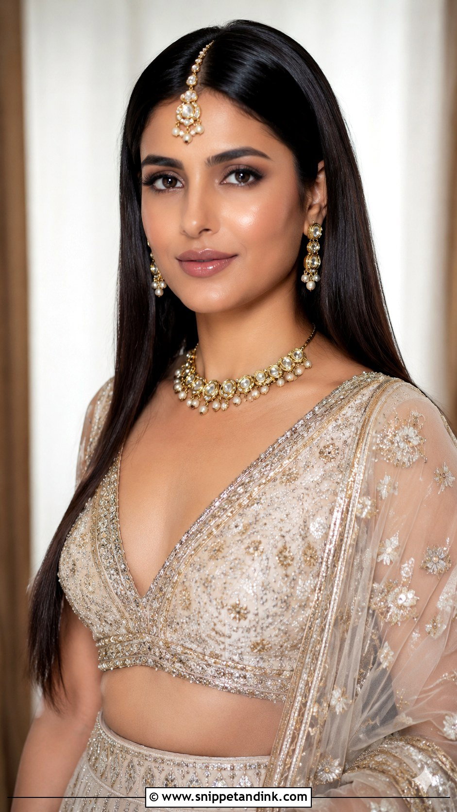 Open Hair Indian Bride Look With Sleek Straight Hair - Snippet and Ink - 15 Open Hair Indian Bride Look Ideas