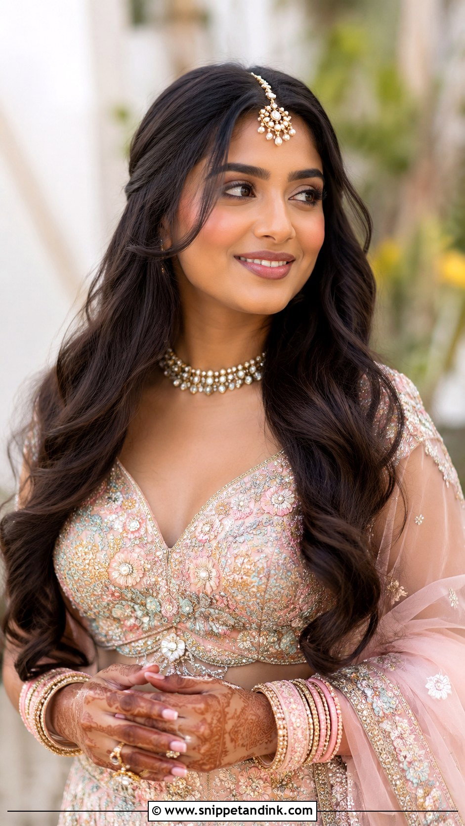 Open Hair Indian Bride Look With Soft Waves - Snippet and Ink - 15 Open Hair Indian Bride Look Ideas