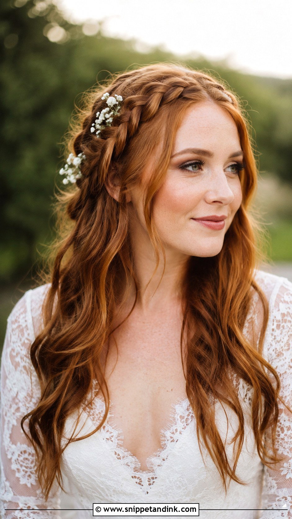 Open Hair With Braided Crown For Bride - Snippet and Ink - 15 Open Hair Hairstyles for Bride