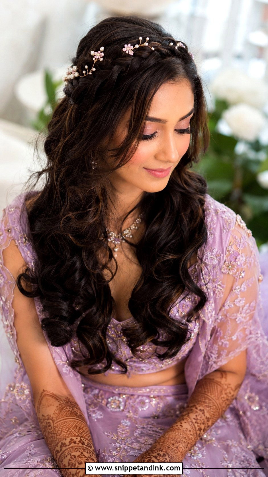 Open Hair With Braided Crown - Snippet and Ink - 15 Open Hairstyles Indian Wedding Bride