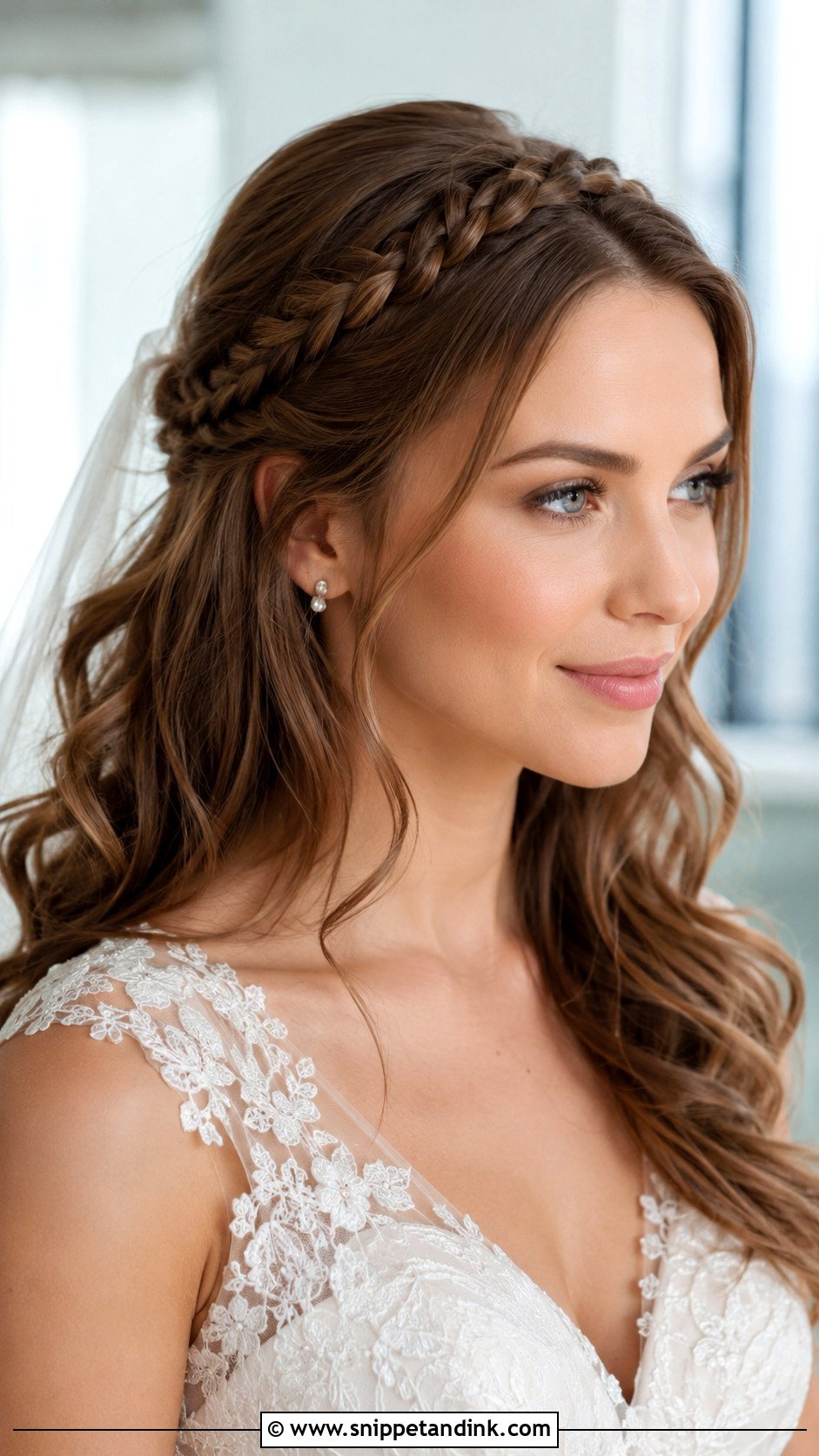 Open Hair With Braided Headband - Snippet and Ink - 20 Open Bridal Hairstyle Ideas