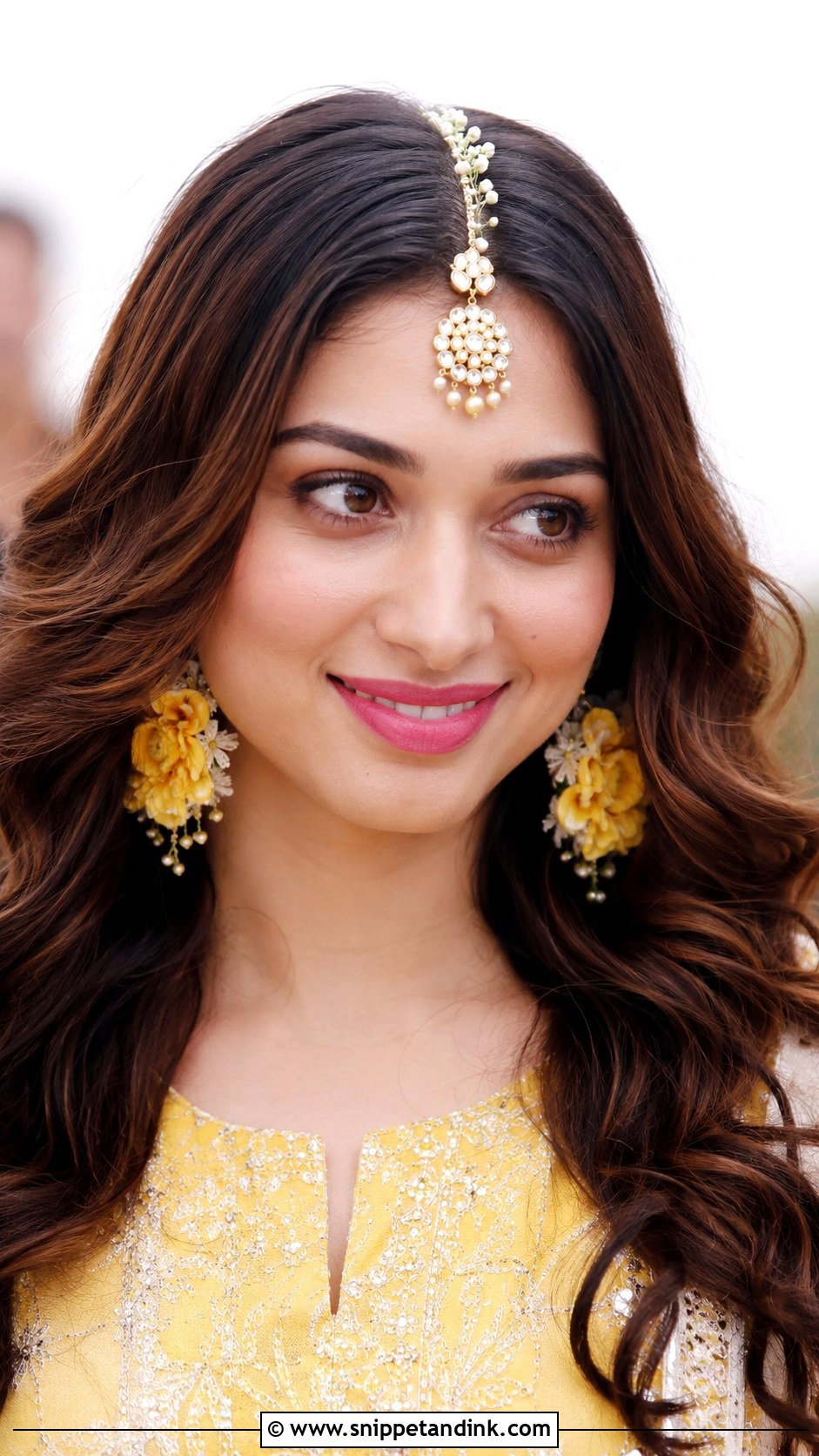 Open Hair With Center Maang Tikka - Snippet and Ink - 25 Hairstyles for Haldi Ceremony