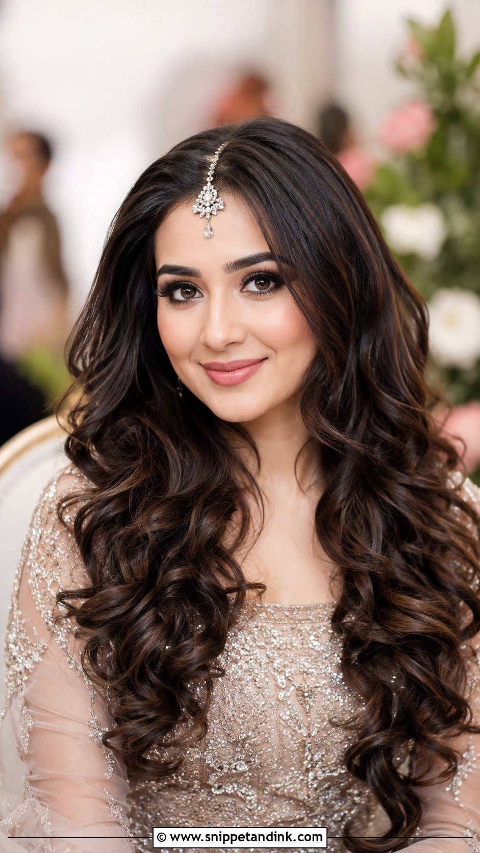 Open Hair With Curls for Reception - Snippet and Ink - 25 Traditional Indian Weddings Bridal Hairstyles