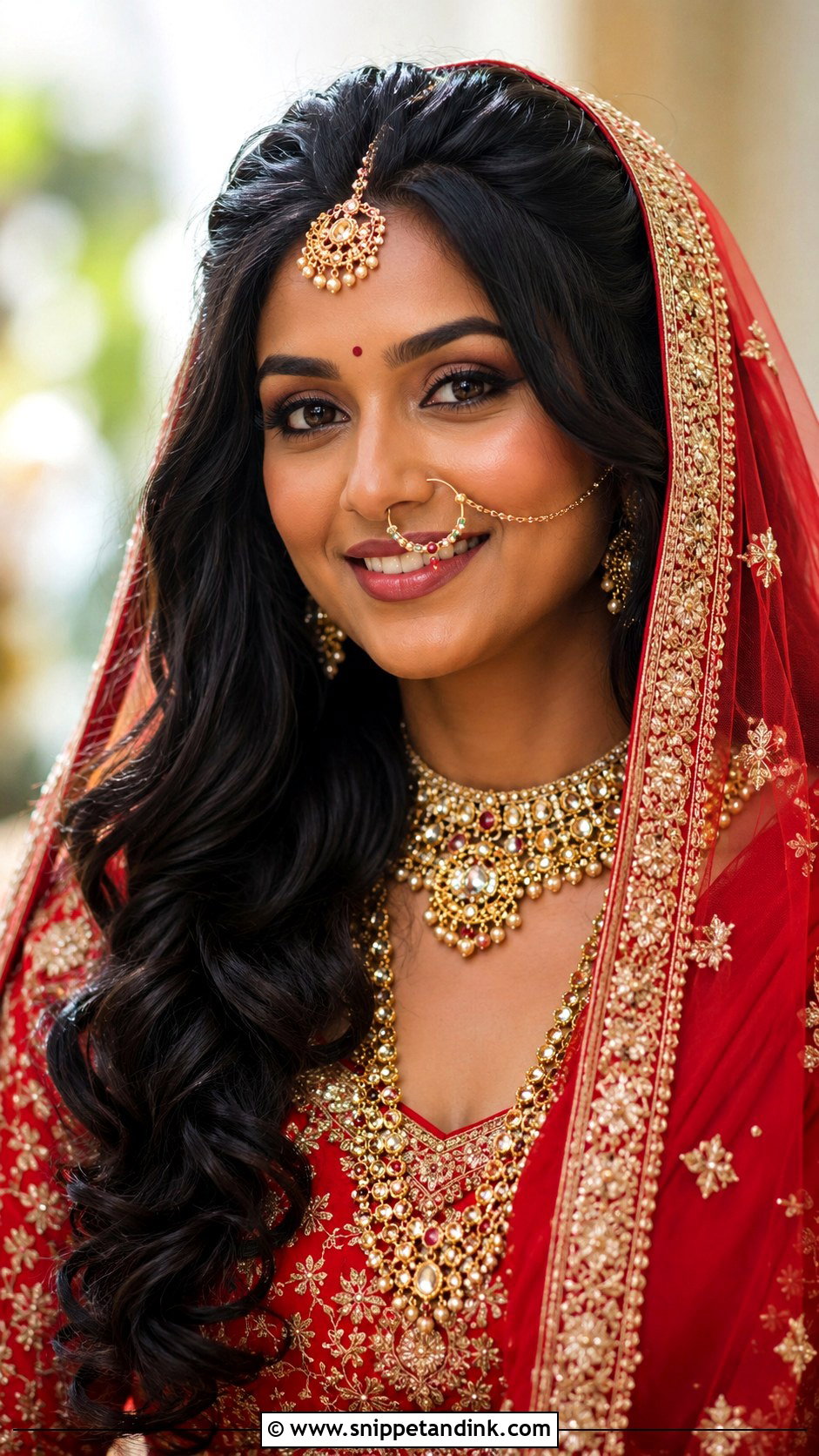 Open Hair With Dupatta - Snippet and Ink - 15 Open Hairstyles Indian Wedding Bride