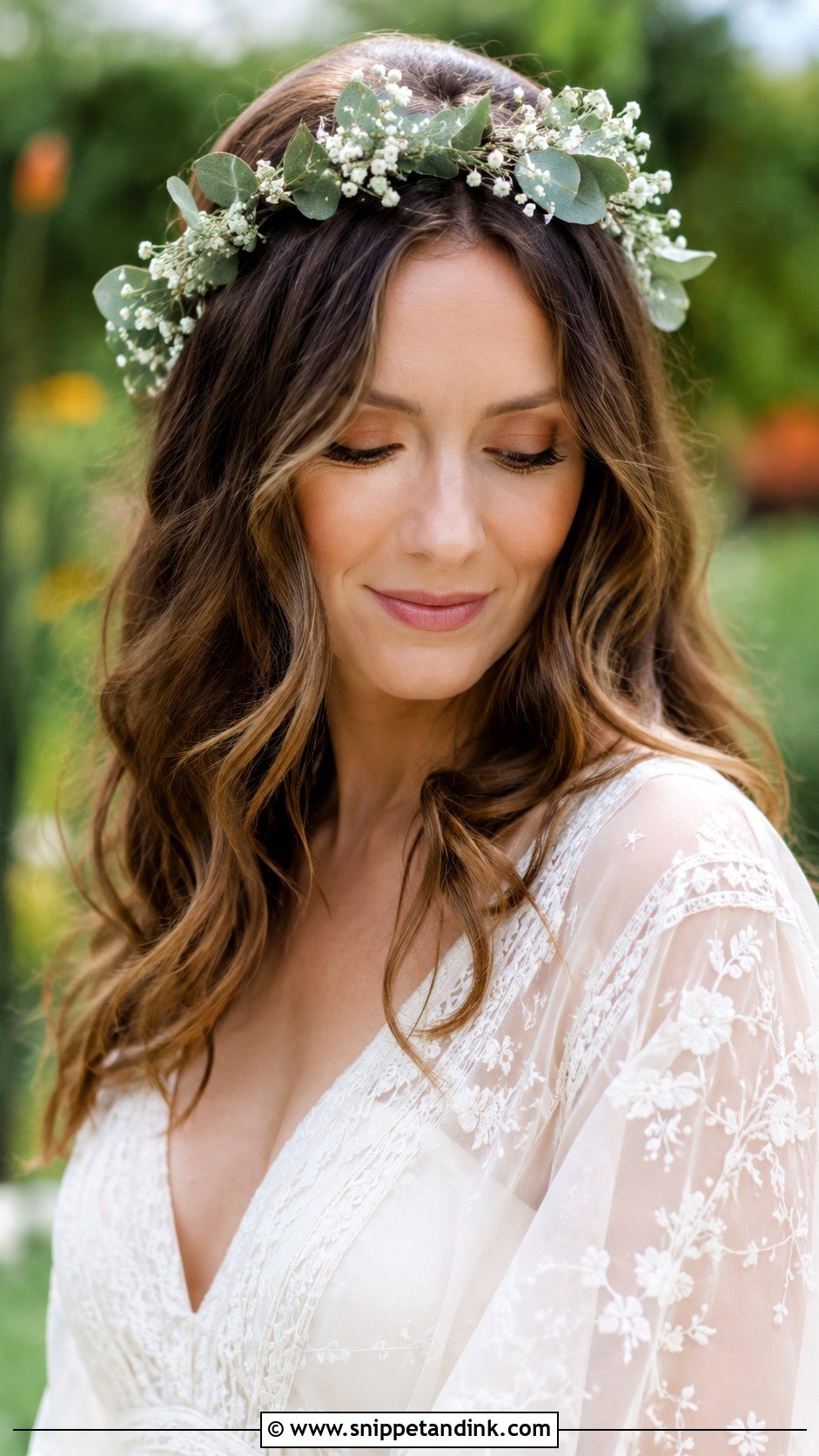 Open Hair With Floral Crown - Snippet and Ink - 25 Open Hair Bride Ideas