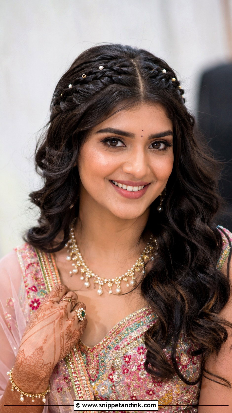 Open Hair With Front Braids - Snippet and Ink - 15 Open Hair Indian Wedding Bridal Hairstyle Ideas
