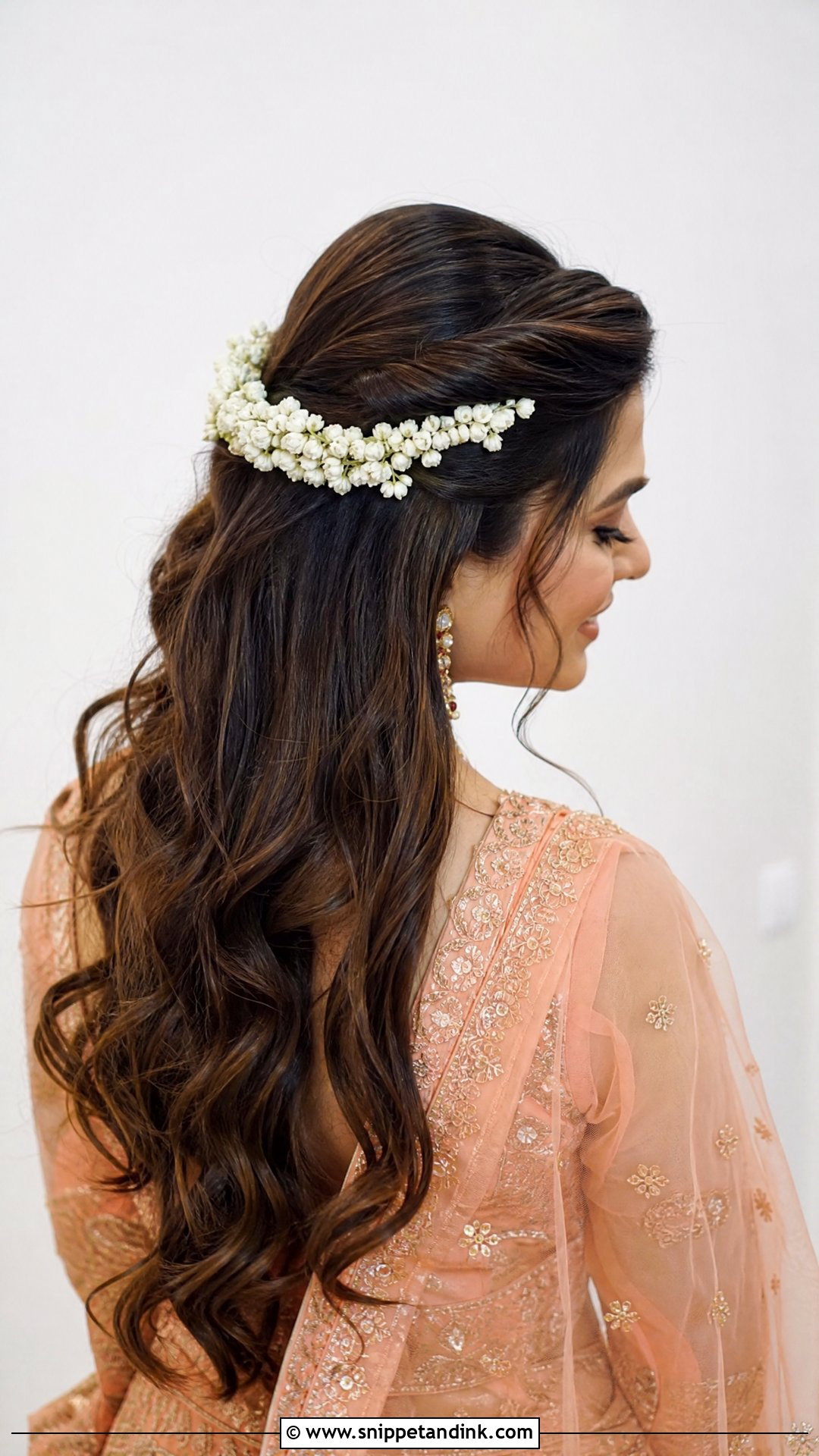 Open Hair With Gajra - Snippet and Ink - 15 Bridal Gajra Hairstyle Ideas