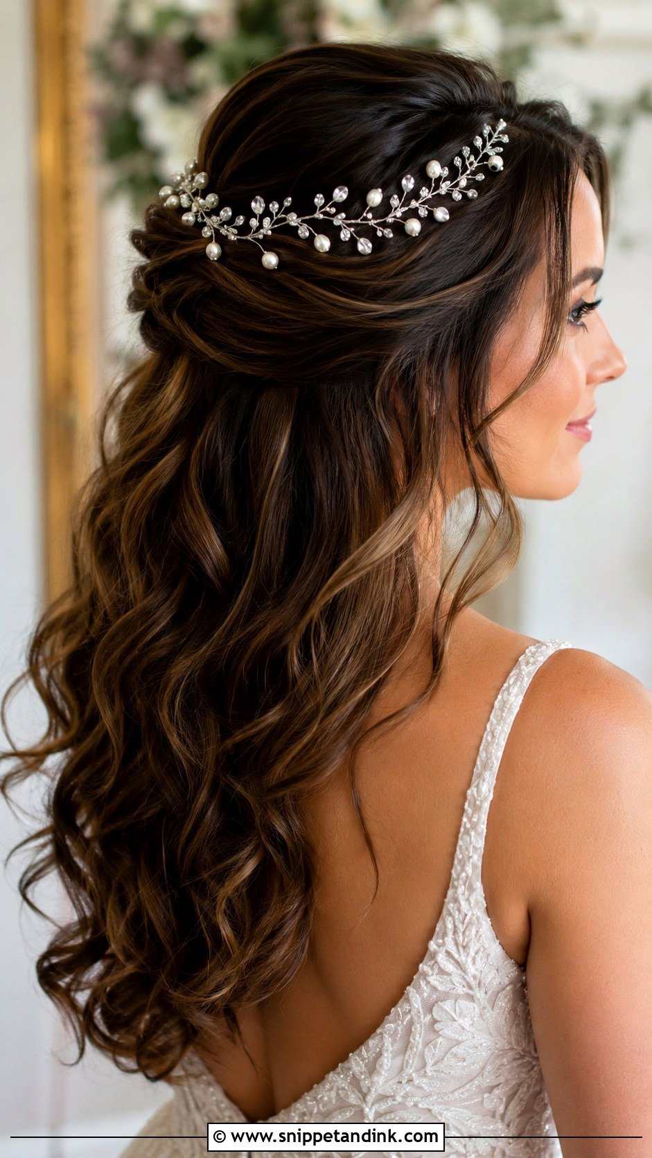 Open Hair With Hair Vine For Wedding - Snippet and Ink - 15 Open Hair for Wedding Ideas
