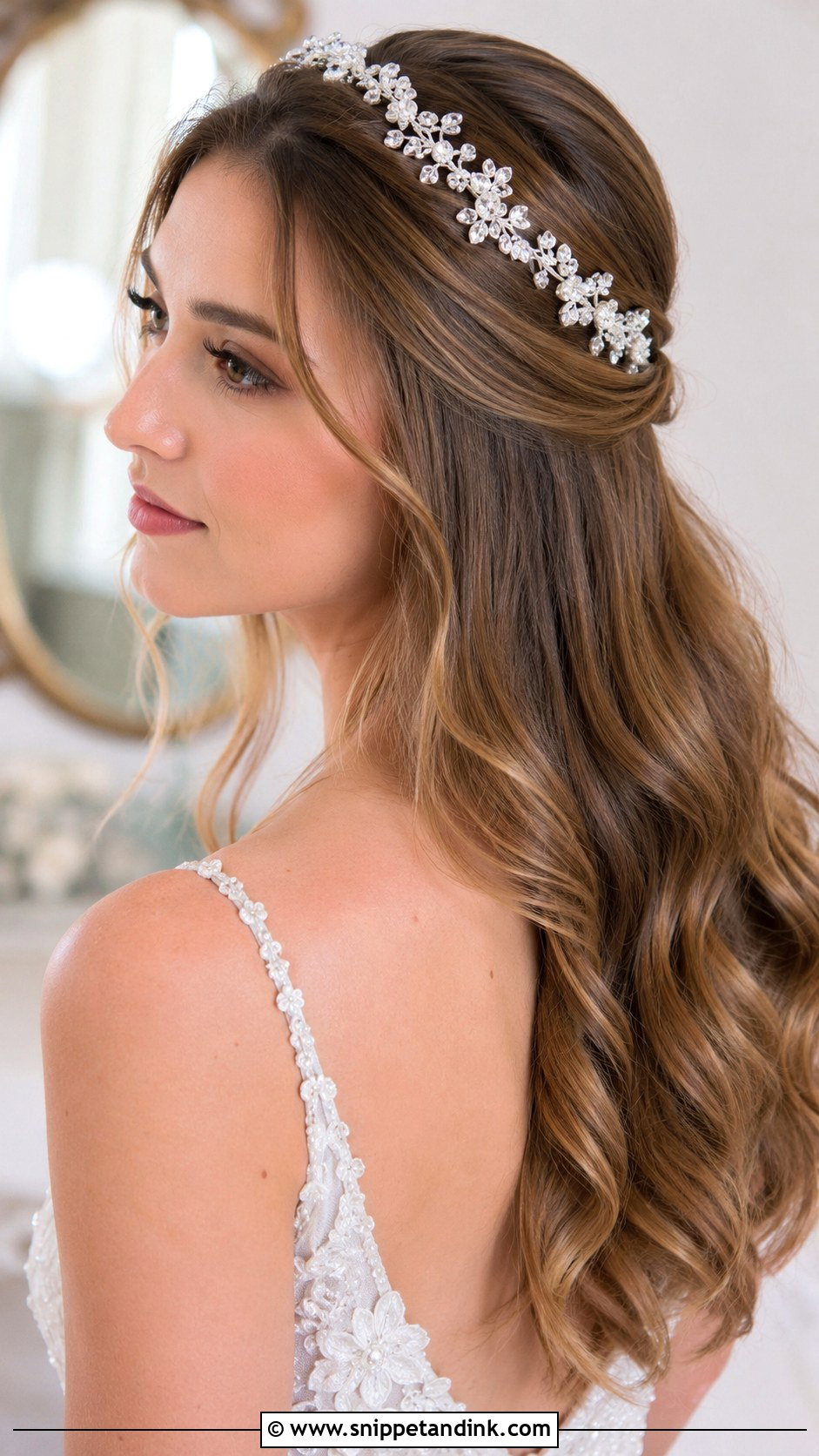 Open Hair With Headband - Snippet and Ink - 25 Bridal Open Hairstyles