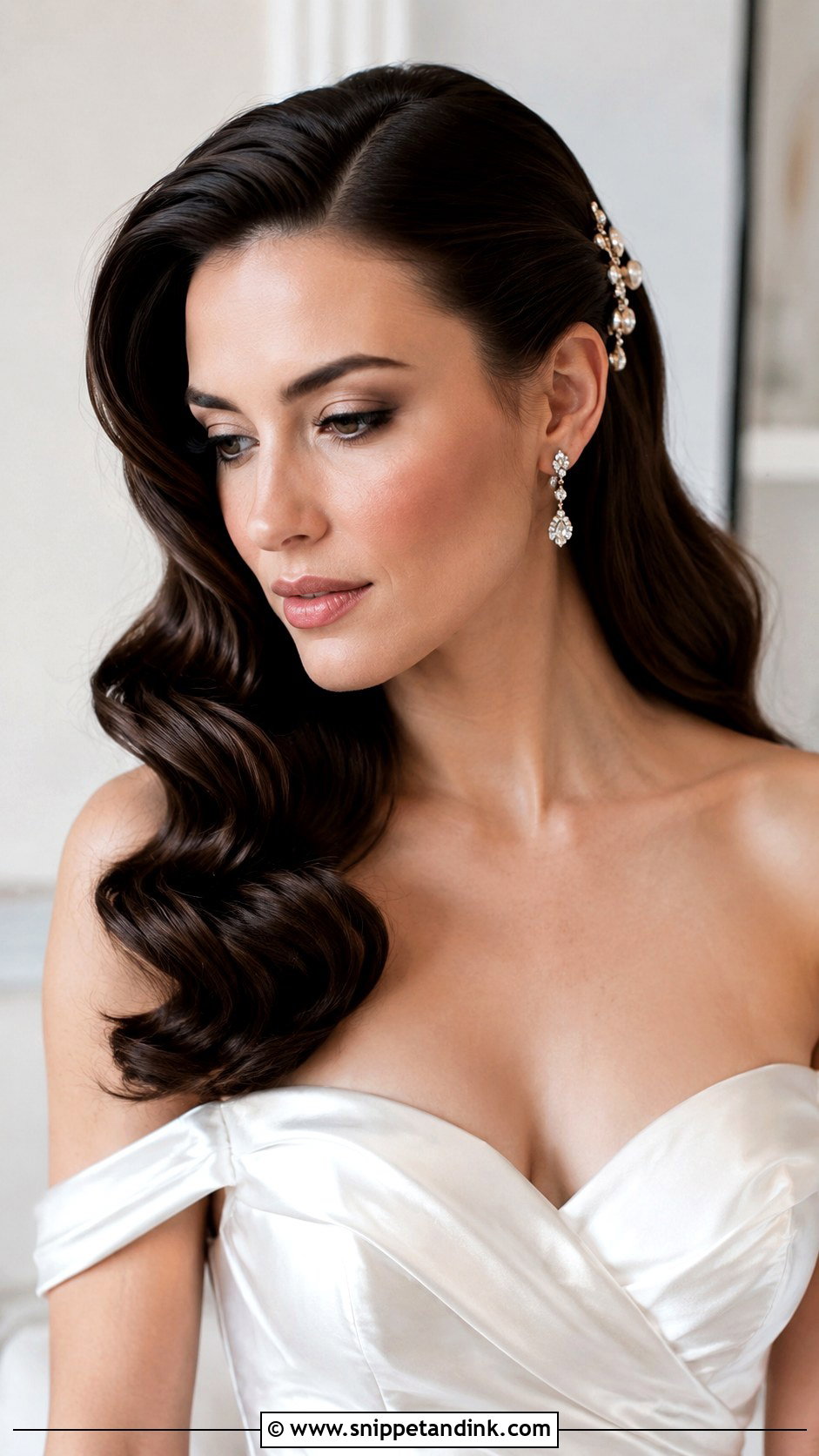 Open Hair With Hollywood Waves For Wedding - Snippet and Ink - 15 Open Hair for Wedding Ideas