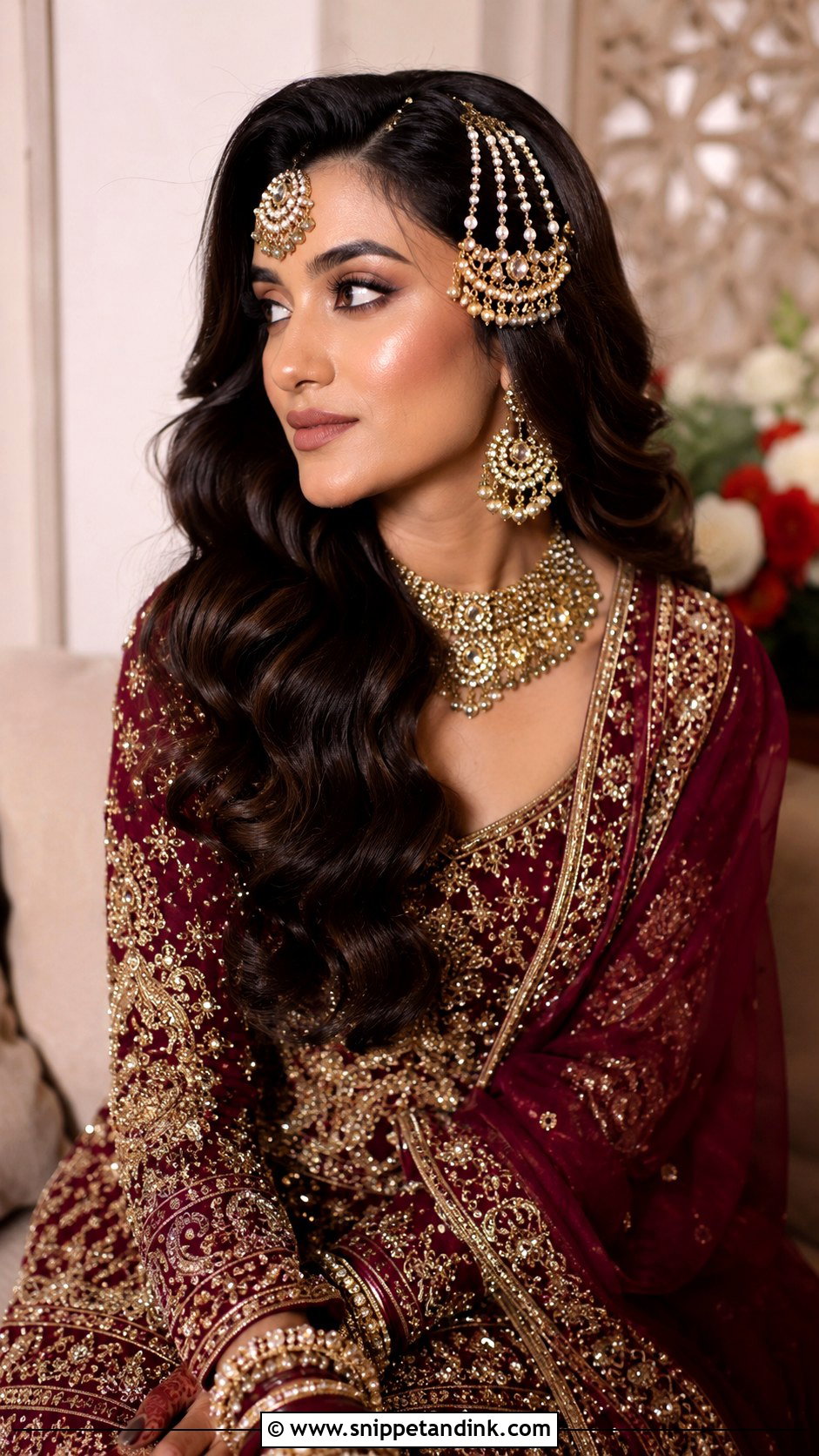 Open Hair With Jhumar - Snippet and Ink - 15 Open Hairstyles Indian Wedding Bride