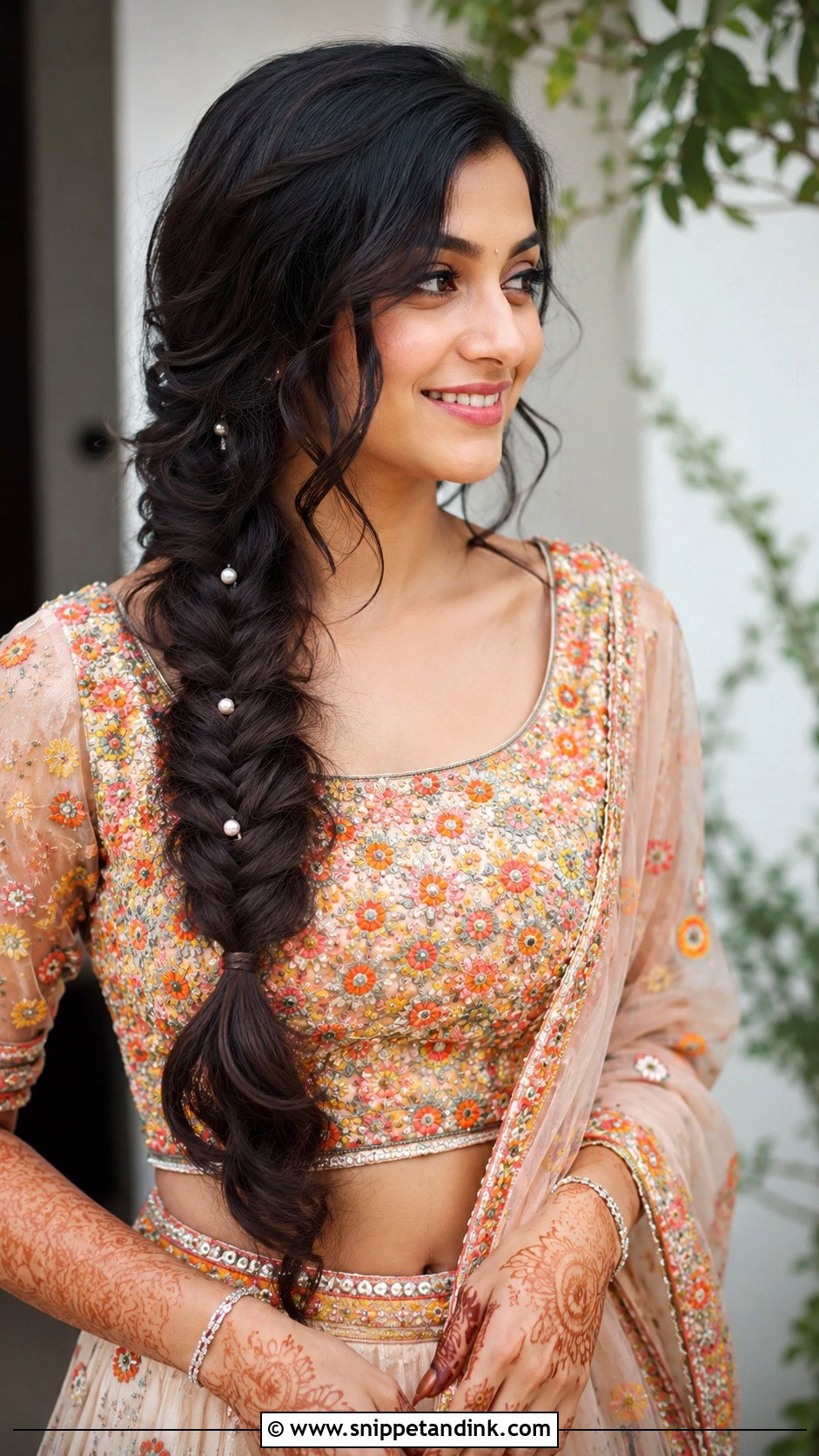 Open Hair With Loose Fishtail - Snippet and Ink - 25 Indian Wedding Open Hair Hairstyles