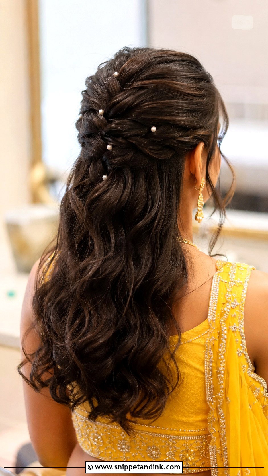 Open Hair With Loose French Braid - Snippet and Ink - 25 Open Hair Indian Bride Ideas