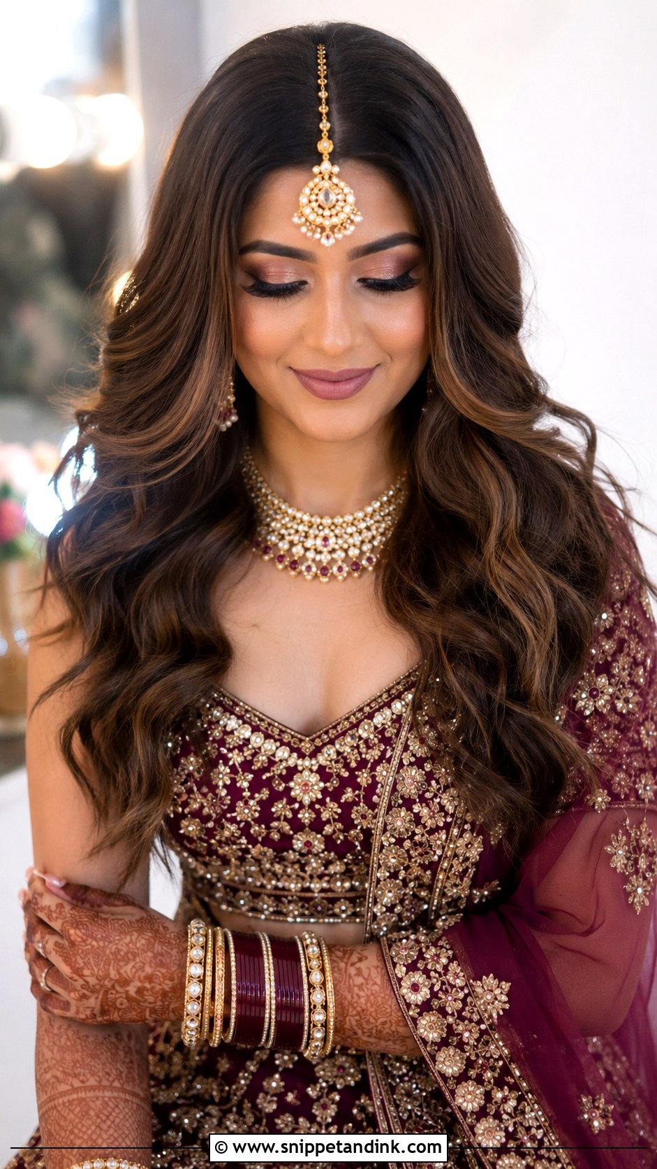 Open Hair With Maang Tikka - Snippet and Ink - 25 Indian Wedding Open Hair Hairstyles