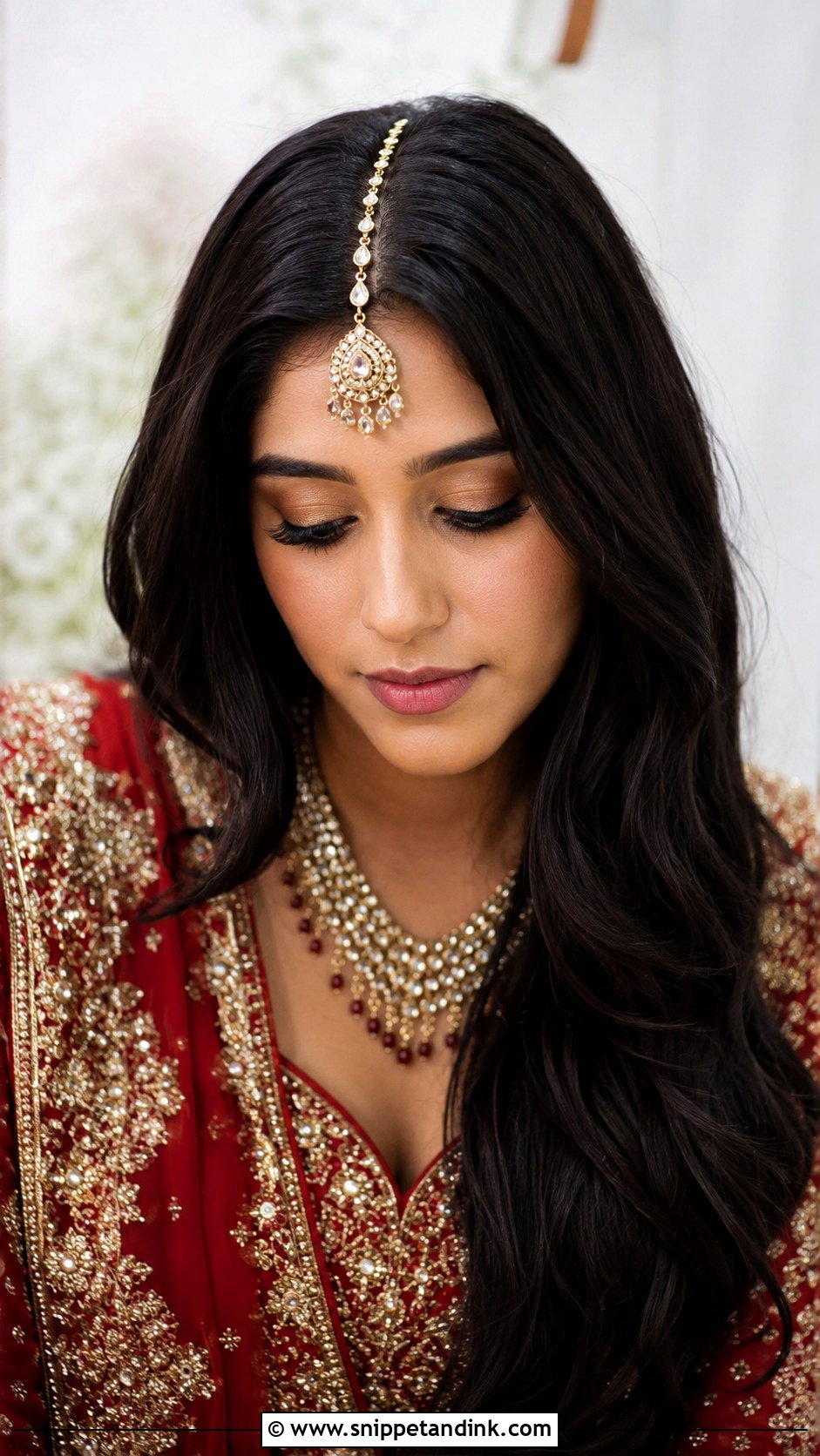 Open Hair With Maang Tikka - Snippet and Ink - 25 Open Hair Bride Ideas