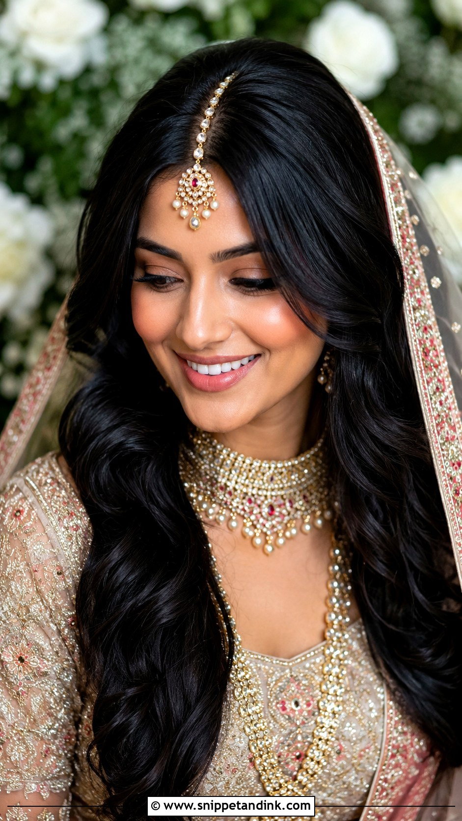 Open Hair With Maang Tikka - Snippet and Ink - 25 Open Hair Bridal Look Ideas