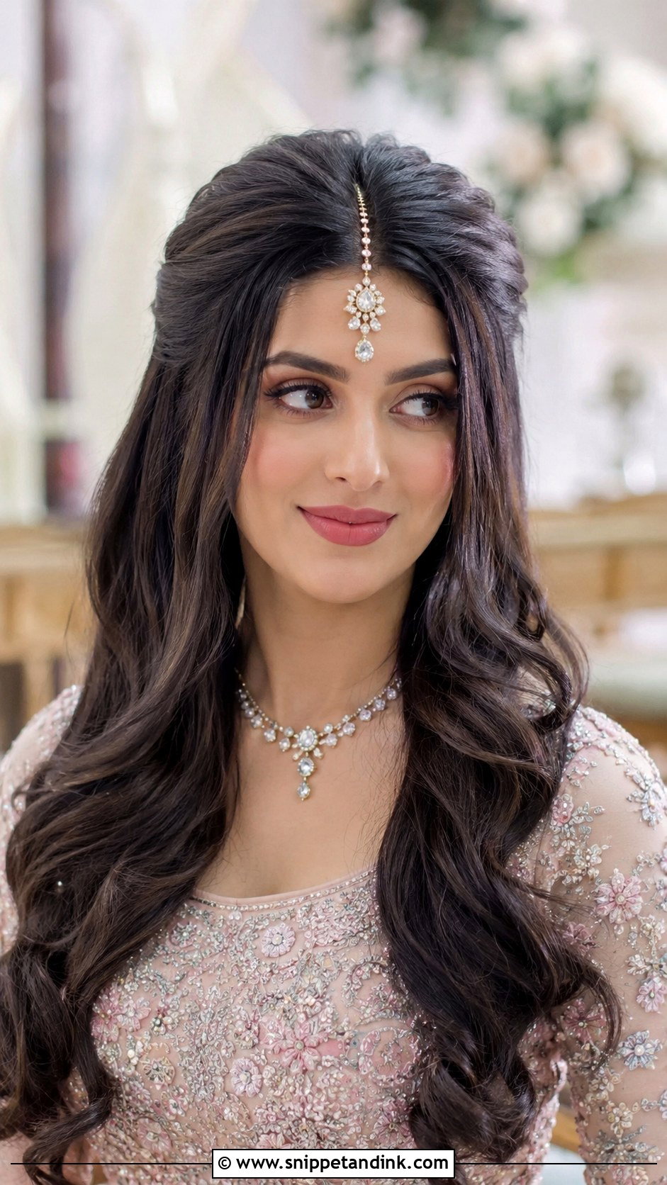Open Hair With Maang Tikka - Snippet and Ink - 30 Indian Hairstyles for Weddings