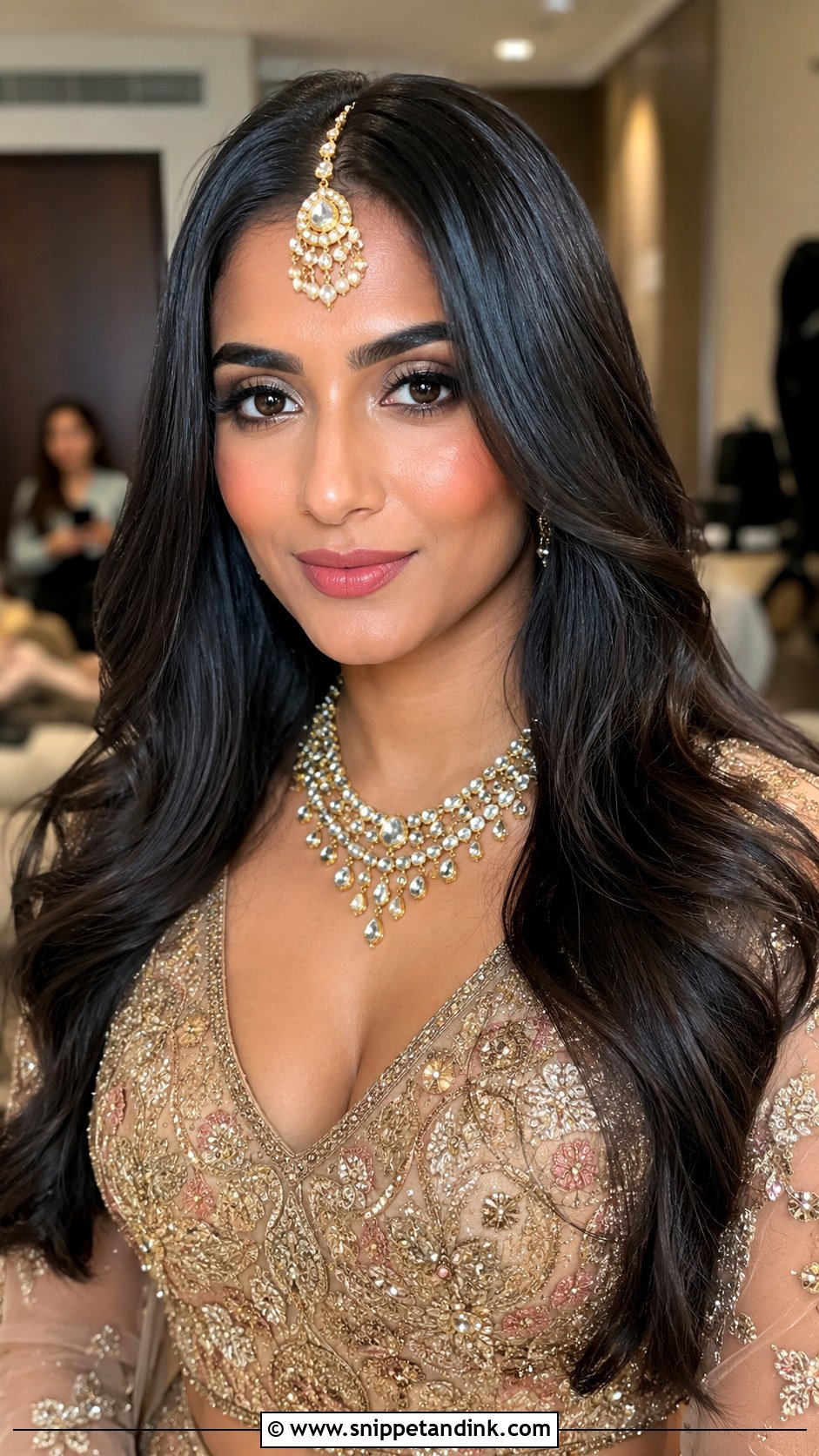 Open Hair With Maang Tikka - Snippet and Ink - 30 Open Hairstyles for Engagement