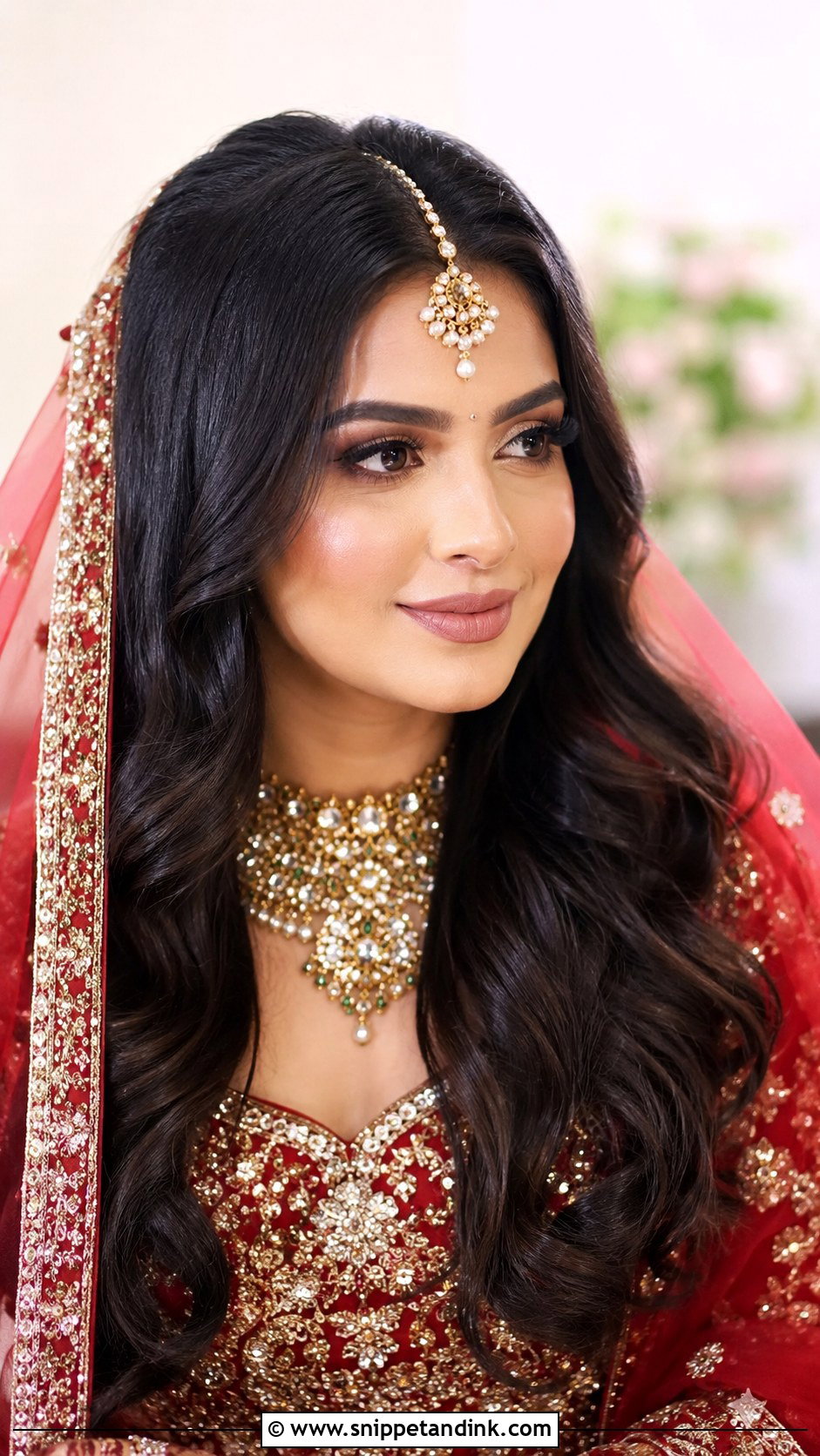 Open Hair With Maang Tikka - Snippet and Ink - 20 Open Bridal Hairstyle Ideas