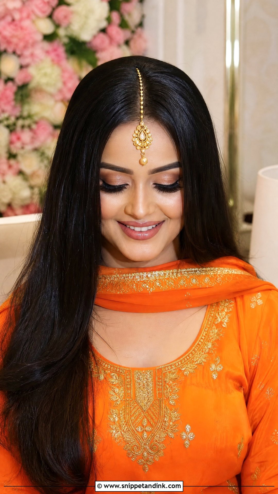 Open Hair With Maang Tikka - Snippet and Ink - 20 Punjabi Bride Hairstyle Ideas