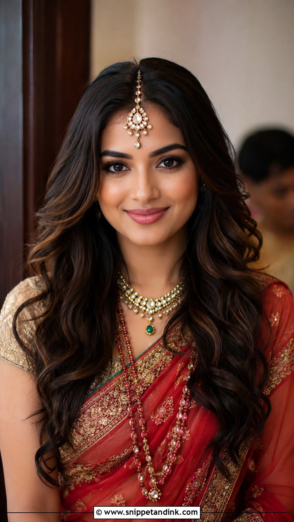 Open Hair With Maang Tikka - Snippet and Ink - 25 Bridal Open Hairstyles