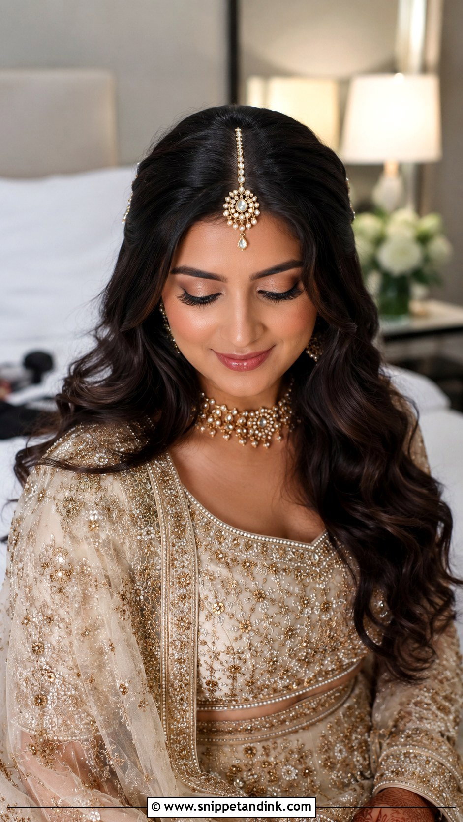 Open Hair With Maang Tikka For Bride - Snippet and Ink - 15 Open Hair Hairstyles for Bride