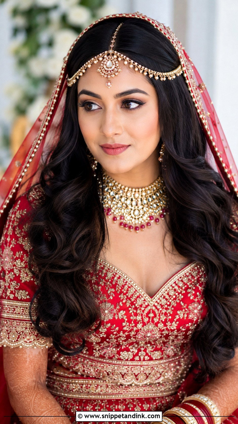 Open Hair With Matha Patti - Snippet and Ink - 25 Open Hair Indian Bride Ideas