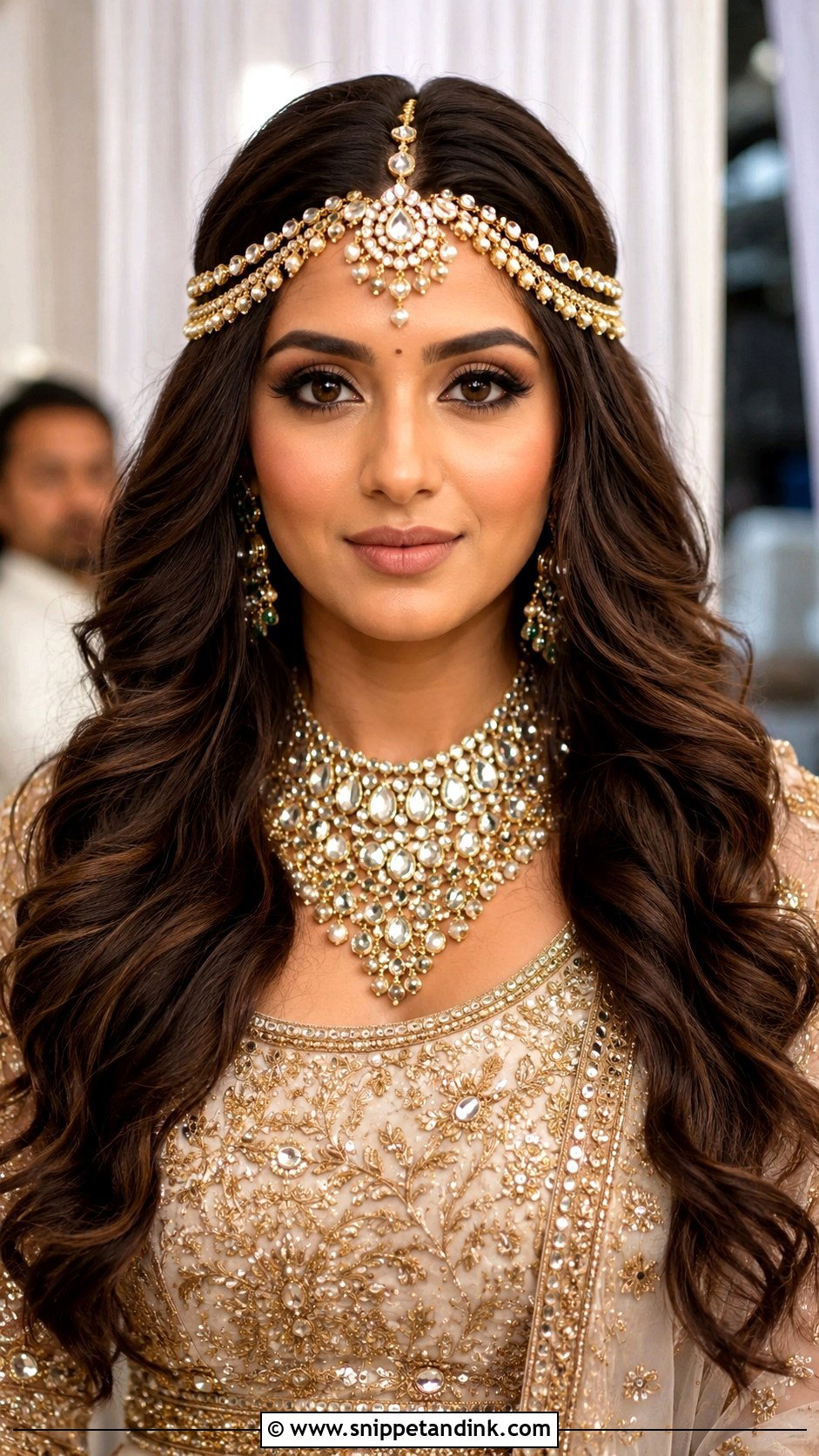 Open Hair With Matha Patti - Snippet and Ink - 15 Open Hair Indian Wedding Bridal Hairstyle Ideas
