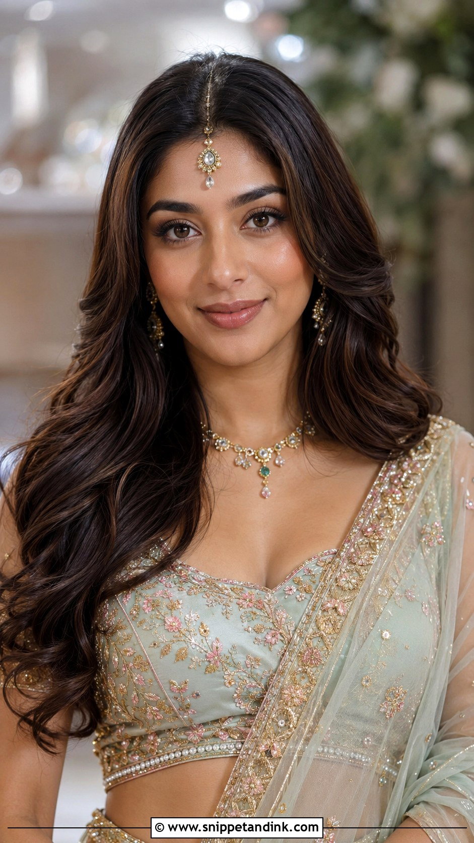 Open Hair With Middle Part For Wedding - Snippet and Ink - 15 Open Hair for Wedding Ideas