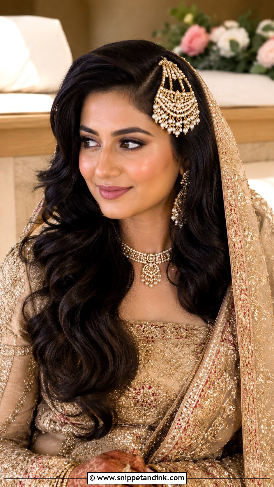 Open Hair With Passa Accessory - Snippet and Ink - 20 Indian Open Hair Bridal Look Ideas
