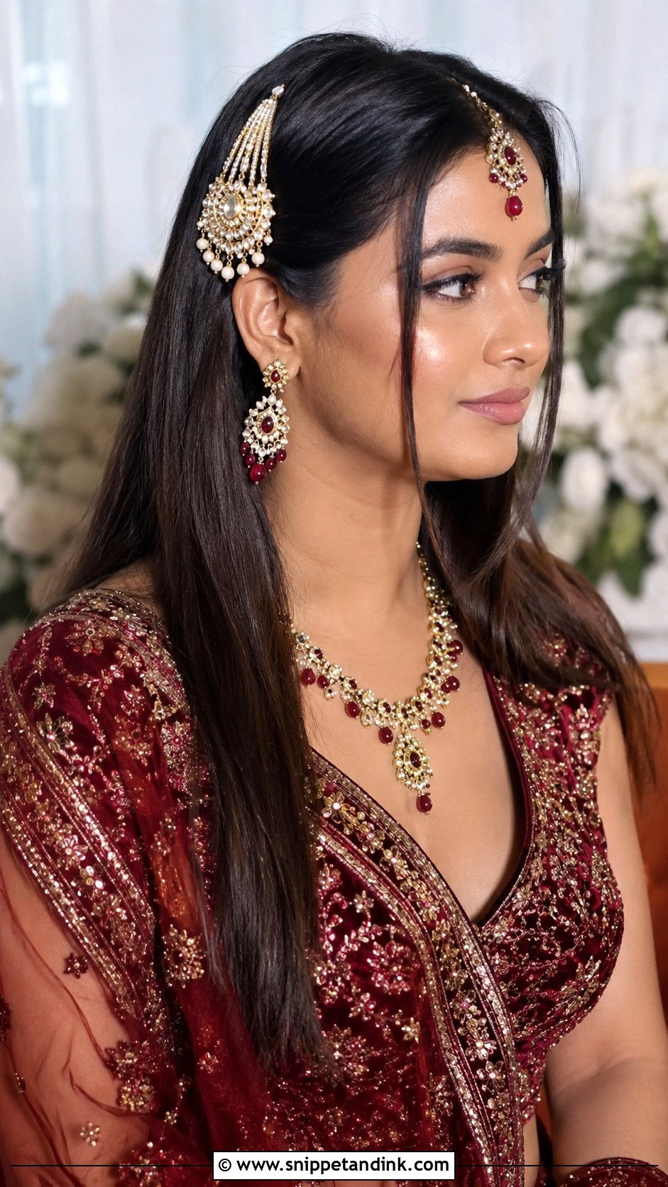 Open Hair With Passa and Jewelry - Snippet and Ink - 25 Open Hair Bride Ideas
