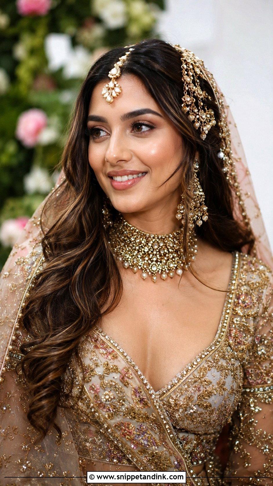 Open Hair With Passa and Maang Tikka - Snippet and Ink - 25 Indian Bridal Open Hairstyles