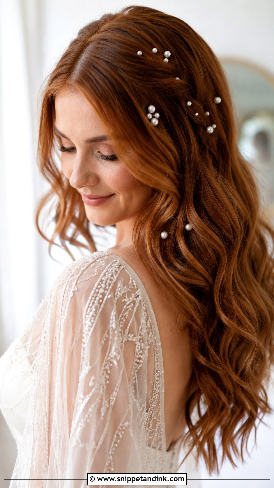 Open Hair With Pearl Accessories - Snippet and Ink - 20 Bride with Open Hair Ideas