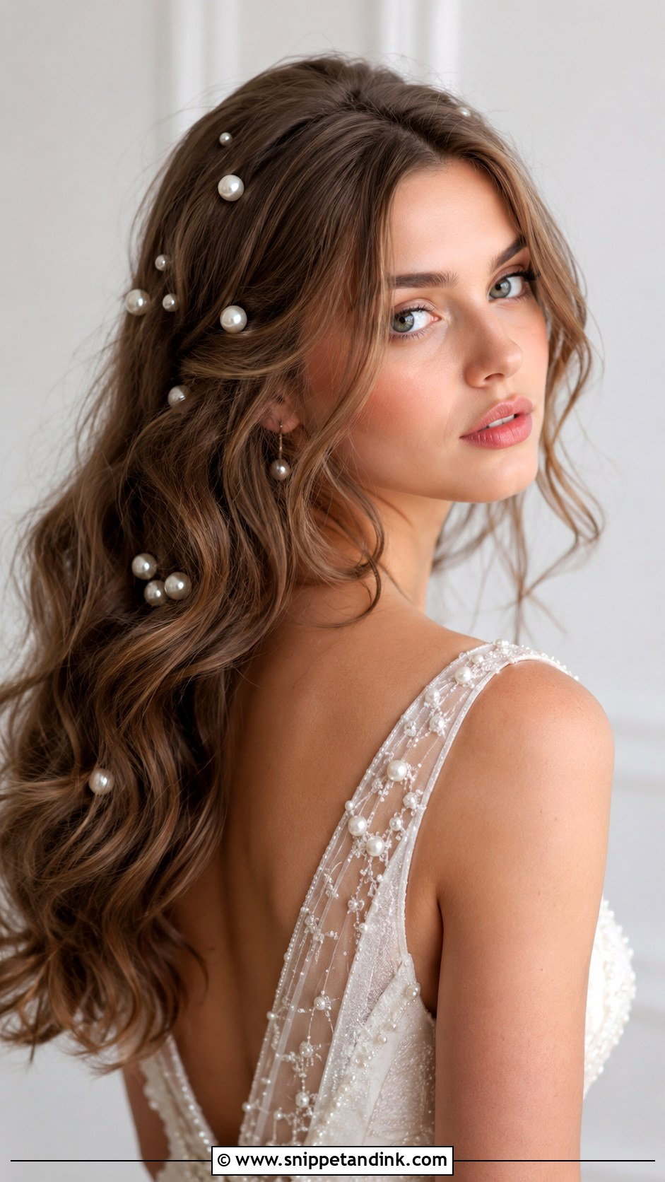 Open Hair With Pearl Accessories - Snippet and Ink - 25 Open Hair Bride Ideas