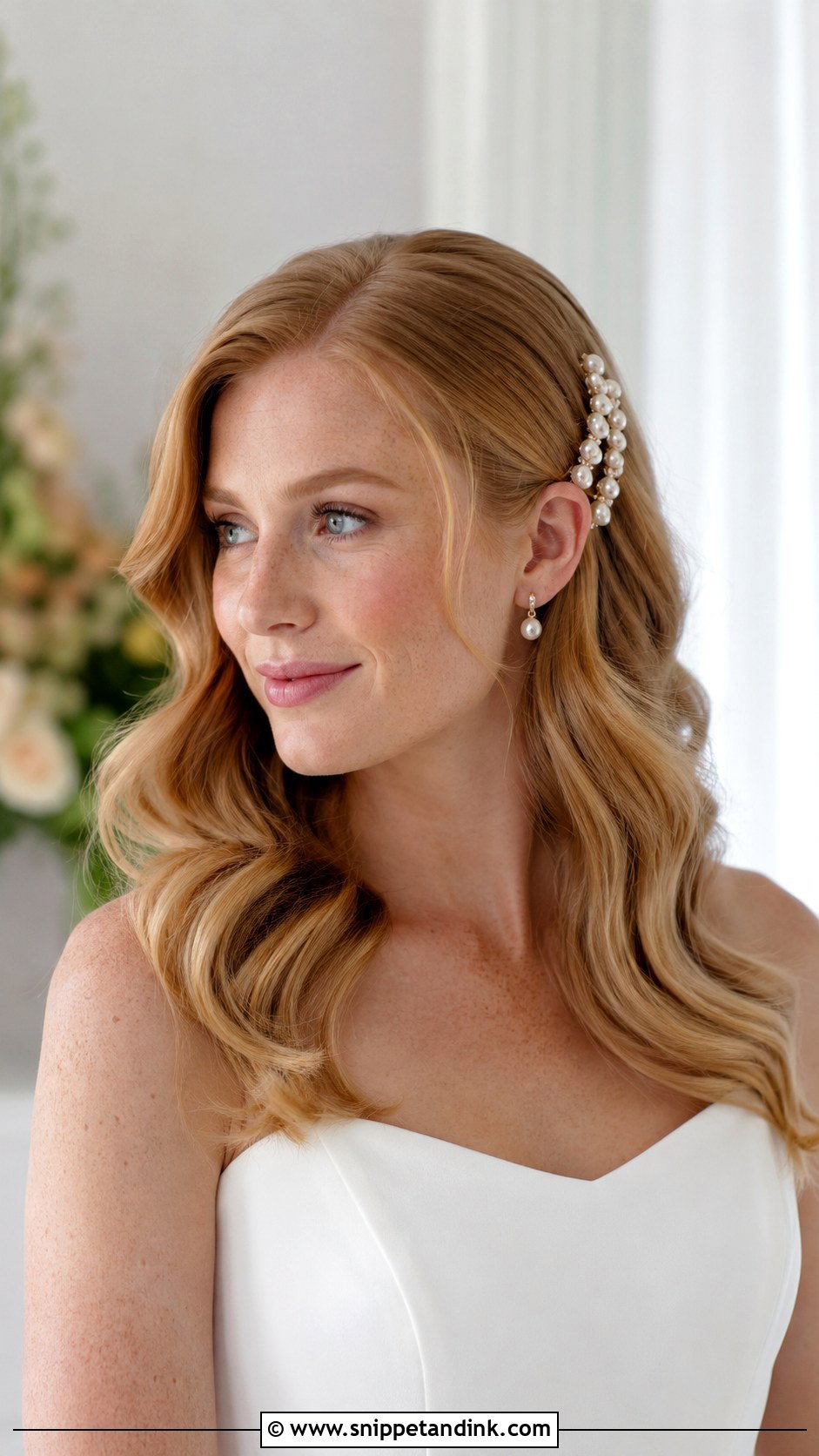 Open Hair With Pearl Clips For Bride - Snippet and Ink - 15 Open Hair Hairstyles for Bride