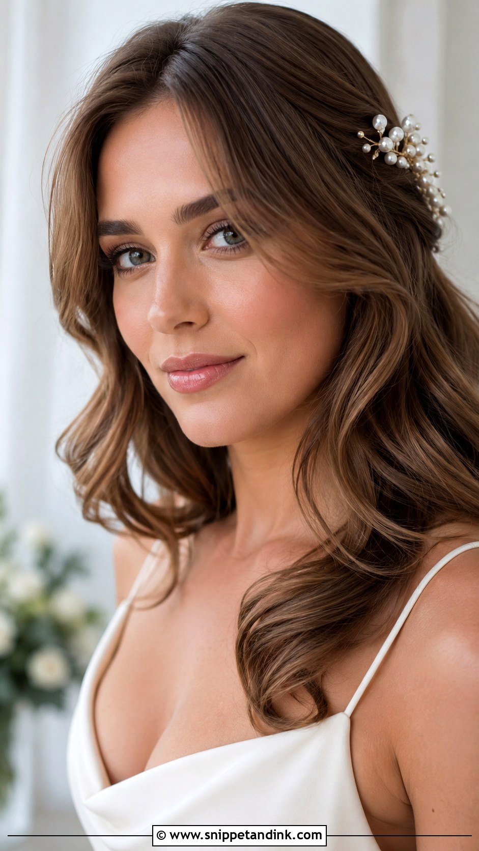 Open Hair With Pearl Pins For Wedding - Snippet and Ink - 15 Open Hair for Wedding Ideas