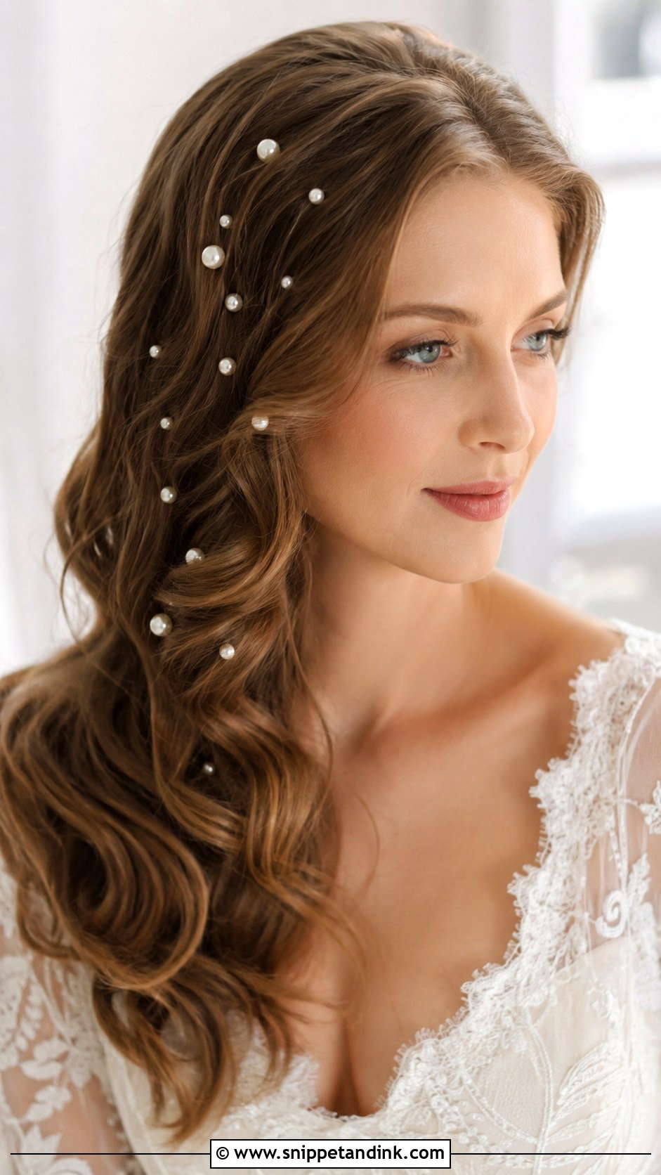 Open Hair With Pearls - Snippet and Ink - 25 Bridal Open Hairstyles