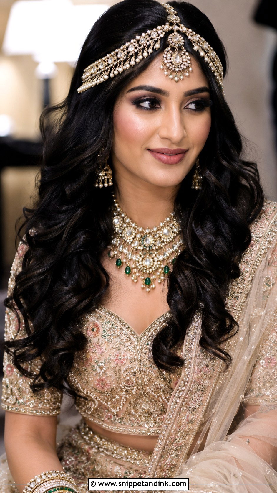 Open Hair With Sheeshpatti - Snippet and Ink - 25 Indian Wedding Open Hair Hairstyles