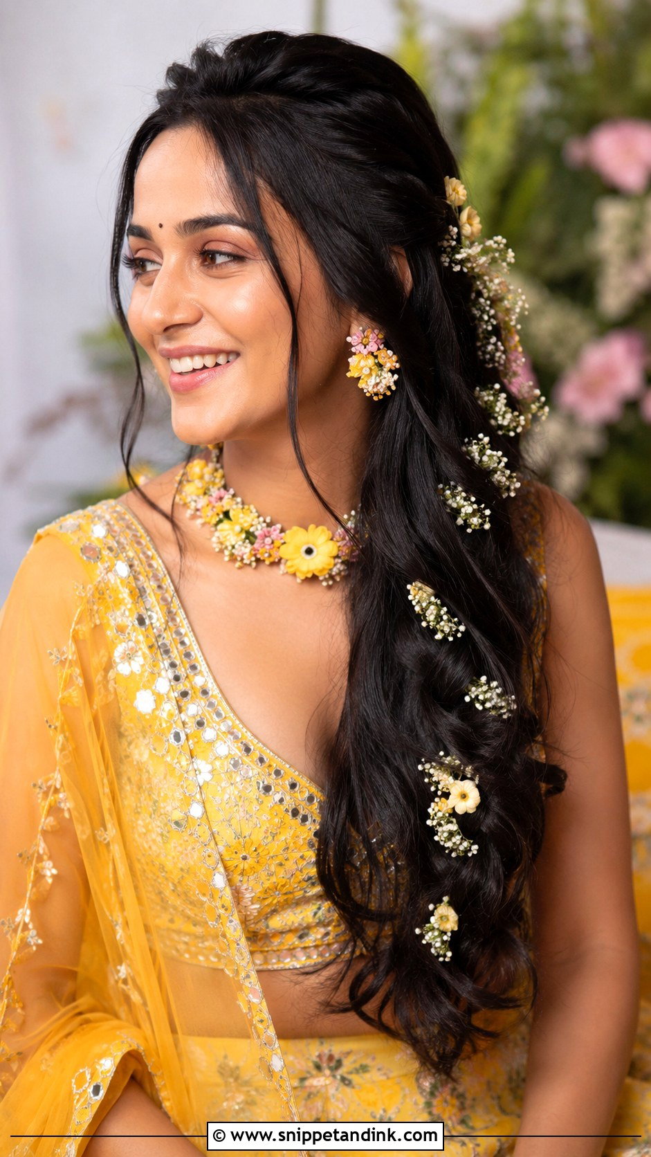 Open Hair With Side Braid - Snippet and Ink - 20 Indian Open Hair Bridal Look Ideas
